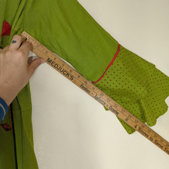 Vintage ethnic Indian embroidered decal bell sleeve maxi dress slit shoulders - Picture 16 of 16